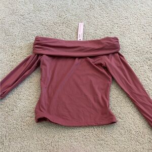 Off-Shoulder Mauve Long Sleeve Top